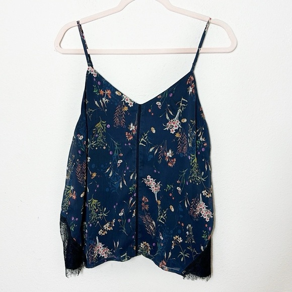Maeve Anthropologie Floral Tank Top with lace details spaghetti straps size XS - Picture 3 of 9